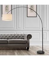 Fc Design Modern 81" Tall Standing Adjustable Arched Floor Lamp with Drum Shade and Marble Base