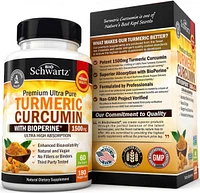 BioSchwartz Turmeric Curcumin with BioPerine 1500mg - Natural Joint Support - Non Gmo - Gluten Free