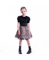 Imoga Collection Little Girls Norma FW23 Bouquet Velvet, Novelty Jacquard, Pleated Dress
