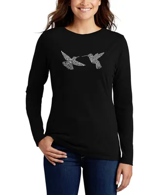 La Pop Art Women's Hummingbirds Word Long Sleeve T-shirt