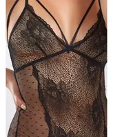 iCollection Women's Lola Caged Lace and Mesh Teddy Lingerie