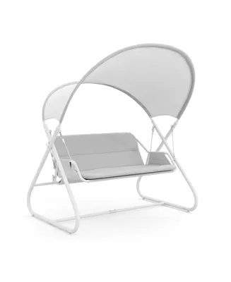 Furniture of America 74.75" Steel Swing Bench with Mesh Canopy Cushions