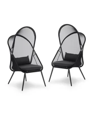Furniture of America 2 Piece Foldable Chairs with Mesh Canopy Cushions