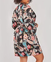 iCollection Plus Silky Soft Short Printed Robe