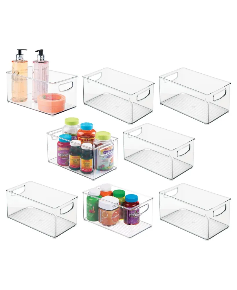 mDesign Plastic Stackable Bathroom Storage Organizer with Drawer, 2 Pack,  Clear 