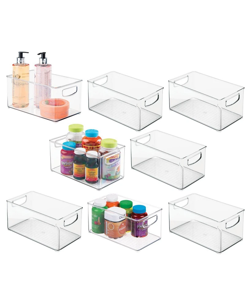 MDesign Plastic Stackable Bathroom Storage Organizer with Drawer