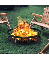 36'' Metal Fire Pit Ring Deer w/Extra Poker Bonfire Liner