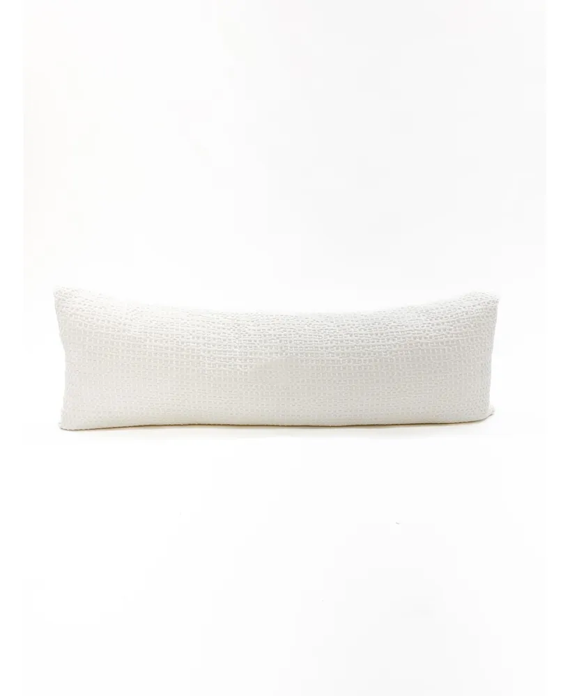 Anaya Home White 14x40 Down Cotton Waffle Weave Pillow