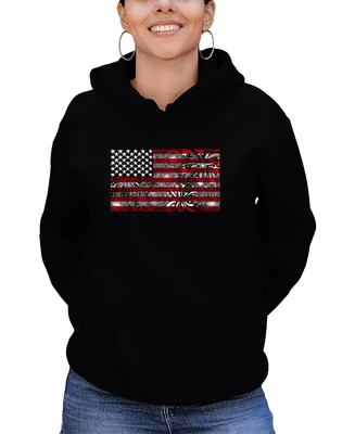 La Pop Art Women's Fireworks American Flag Word Hooded Sweatshirt
