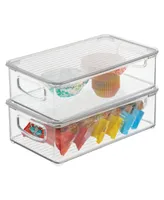 mDesign Plastic Storage Bin Box Container - Lid and Handles