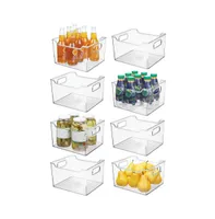 mDesign Plastic Kitchen Pantry/Cabinet Storage Bin w/Handles - 8 Pack - Clear