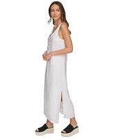 Dkny Linen V-Neck Maxi Dress