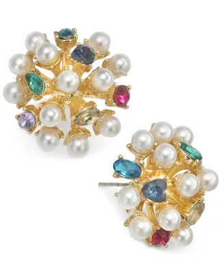 On 34th Gold-Tone Multicolor Stone Cluster Stud Earrings, Created for Macy's