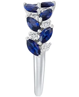 Grown With Love Lab Grown Sapphire (2-1/5 ct. t.w.) & Lab Grown Diamond (1/3 ct. t.w.) Marquise Vine Ring in 14k White Gold