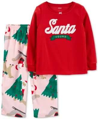 Carter's Toddler Girls Santa Squad Fleece Pajamas, 2 Piece Set