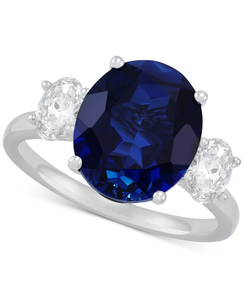 Grown With Love Lab Grown Sapphire (5-5/8 ct. t.w.) & Lab Grown Diamond (3/8 ct. t.w.) Ring in 14k White Gold (Also available in Emerald & Ruby)