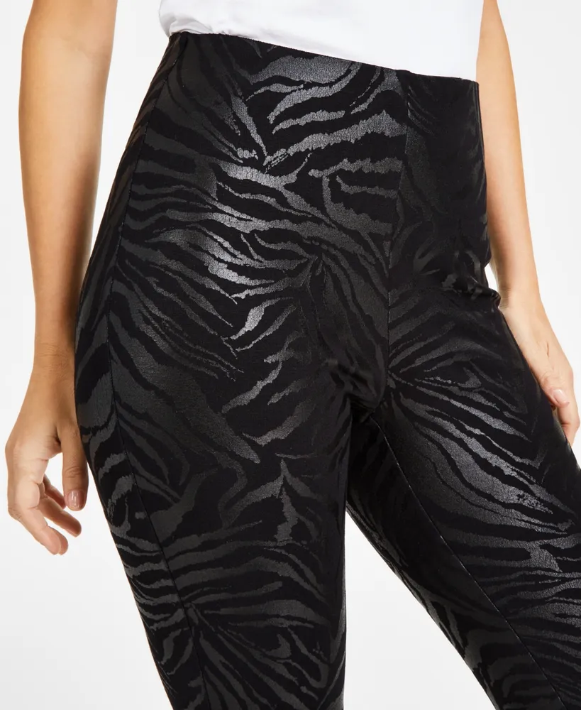 I.n.c. International Concepts Women's Animal-Print Metallic Ponte-Knit Skinny Pants, Created for Macy's