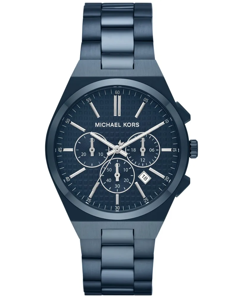 Michael Kors Men\'s Lennox Chronograph Navy Stainless Steel Watch 40mm |  Hawthorn Mall
