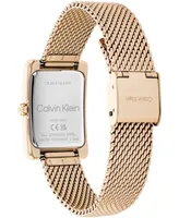 Calvin Klein Women's Two Hand Carnation Gold-Tone Stainless Steel Mesh Bracelet Watch 22.5mm