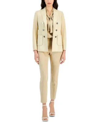 Anne Klein Womens Double Breasted Blazer Pull On Straight Leg Ankle Pants