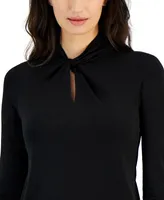 Anne Klein Women's Solid Twist-Neck 3/4-Sleeve Top