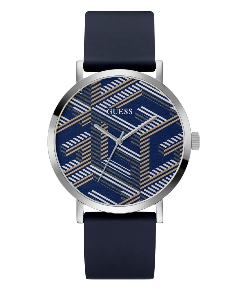 Guess Men's Analog Navy Silicone Watch 44mm