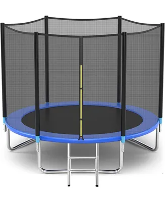 10ft Round Backyard Trampoline With Safety Enclosure
