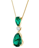 Grown With Love Lab Grown Emerald (3-1/3 ct. t.w.) & Lab Grown Diamond (1/8 ct. t.w.) 18" Pendant Necklace in 14k Gold