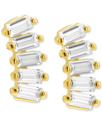 Adornia 14k Gold-Plated Baguette Crystal Climber Earrings