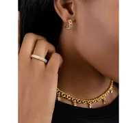 Adornia 14k Gold-Plated Small Pave Curb Chain Huggie Hoop Earrings, 0.75"
