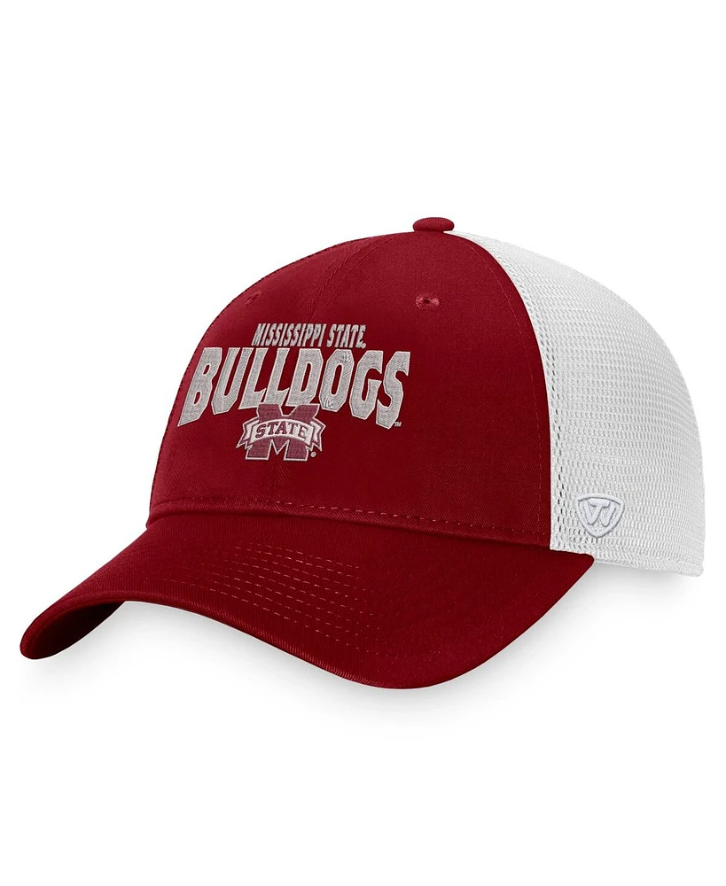 Men's Top of the World Maroon, White Mississippi State Bulldogs Breakout Trucker Snapback Hat