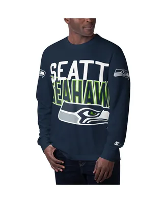 Men's Starter College Navy Seattle Seahawks Clutch Hit Long Sleeve T-shirt