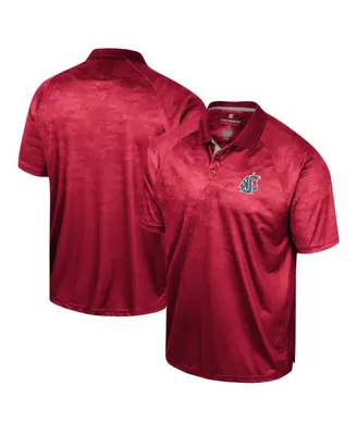 Men's Colosseum Crimson Washington State Cougars Honeycomb Raglan Polo Shirt