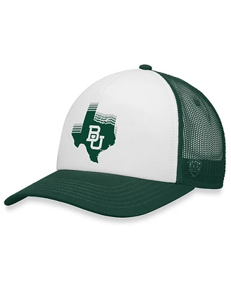 Men's Top of the World White, Green Baylor Bears Tone Down Trucker Snapback Hat