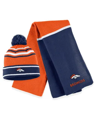 Women's Wear by Erin Andrews Orange Denver Broncos Colorblock Cuffed Knit Hat with Pom and Scarf Set