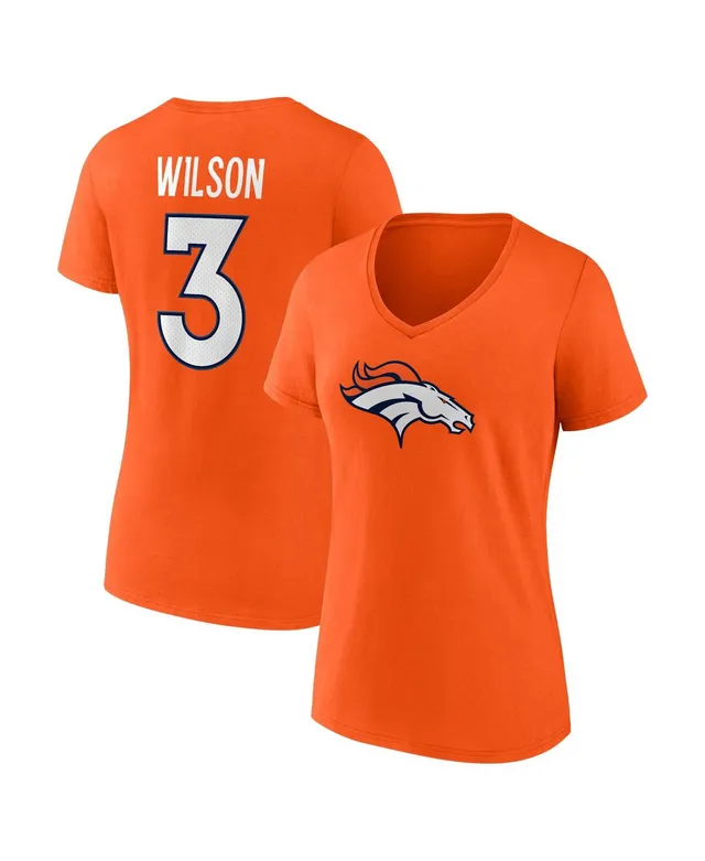 PROFILE Women's Russell Wilson White Denver Broncos Plus Size Notch Neck T- Shirt