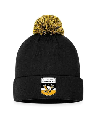 Men's Fanatics Black Pittsburgh Penguins 2023 Nhl Draft Cuffed Knit Hat with Pom