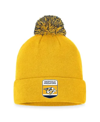 Men's Fanatics Gold Nashville Predators 2023 Nhl Draft Cuffed Knit Hat with Pom