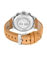 Timberland Men's Quartz Wheat Genuine Leather Strap Watch, 44mm
