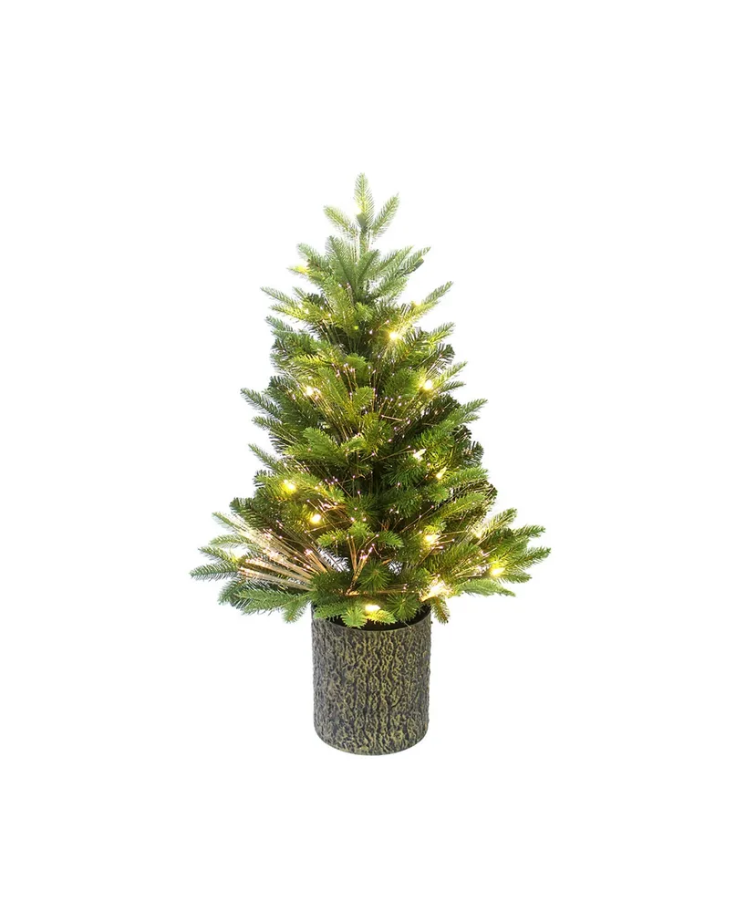 Kurt Adler 32" Northern Light Pot Tree with Fiber-Optics and Warm Led Lights