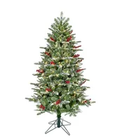 Kurt Adler 5' Instant Connect Pre-Lit Dual-Color Led Flocked Breckenridge Tree