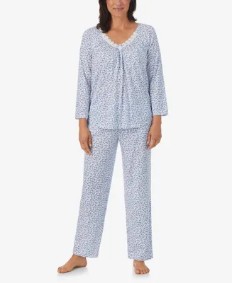 Aria Women's 3/4 Sleeve Long Pant Pajama Set, 2 Piece