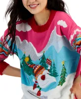 Hooked Up by Iot Juniors' Embellished Ski Elf Ugly Christmas Sweater