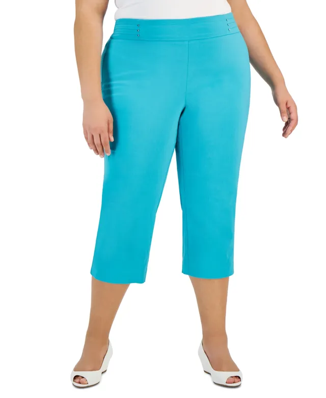 Jm Collection Plus Tummy Control Pull-On Capri Pants, Created for Macy's