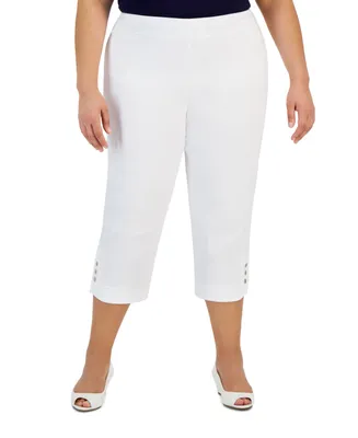 Jm Collection Plus Snap-Hem Pull-On Capris, Created for Macy's