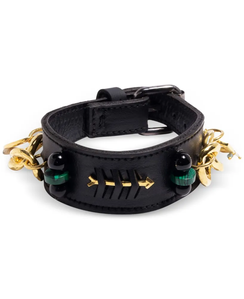 Nectar Nectar New York 18k Gold-Plated Gemstone Faux Leather Wrap Bracelet