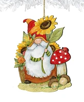 Designocracy Holiday Wooden Ornaments Sunflower Gnome Home Decor Set of 2 S. Winget