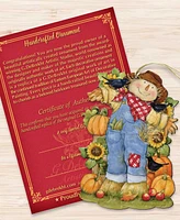 Designocracy Holiday Wooden Ornaments Harvest Scarecrow Home Decor Set of 2 S. Winget