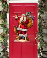 Designocracy Woodland Santa Christmas Wooden Door Hanger Door Decor G. DeBrekht