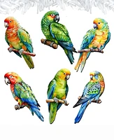 Designocracy Holiday Wooden Clip-On Ornaments Parrots Set of 6 G. DeBrekht